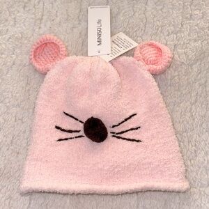 BNWT UO Pastel Pink Mouse Fleece Crochet Beanie